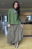 Paloma Bubble Hem Midi Skirt Deep Olive
